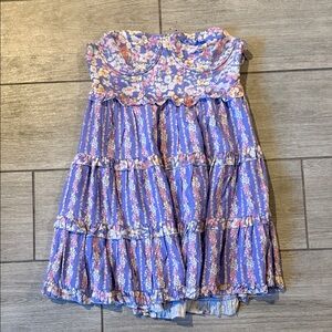Altar'd State Purple Floral Strapless Babydoll Dress Medium NWOT